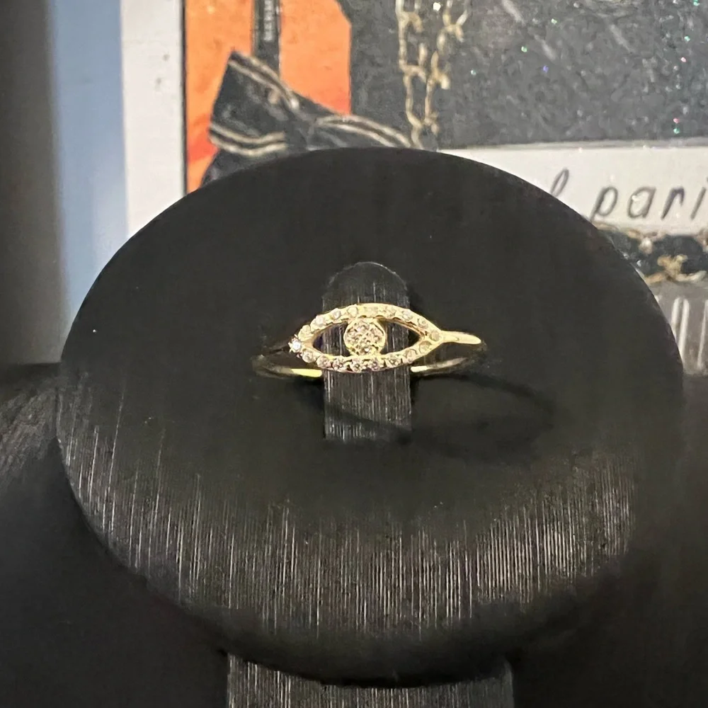 Evil Eye Gold Plated, Silver Ring - Picture 8 of 9